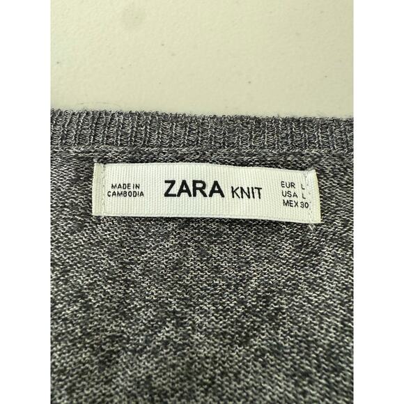 Zara Knit Black lightweight Sweater with dropped Sleeves & Front Pockets Size L - Picture 3 of 6